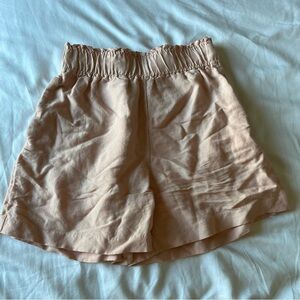 H&M linen blush pink high waist shorts with pockets XS